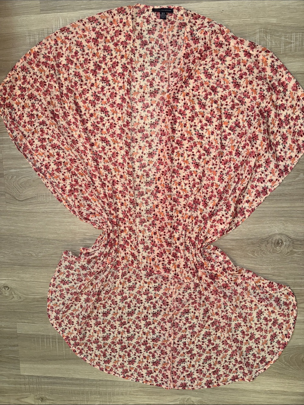 American Eagle Outfitters Pink Floral Kimono  Cover up